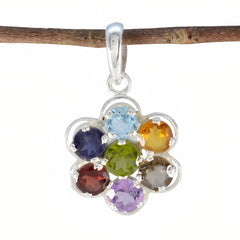 Noelia Multicolor Gemstone Pendant Sterling Silver Multi Stone multicolor Multicolor