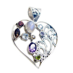 Kennedy Multicolor Gemstone Pendant Heart Design Multi Stone multicolor Multicolor