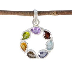 Julia Multicolor Gemstone Pendant - Unique Silver Design Multi Stone multicolor Multicolor