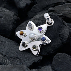 Anna Multicolor Gemstone Pendant - Stylish Silver Star