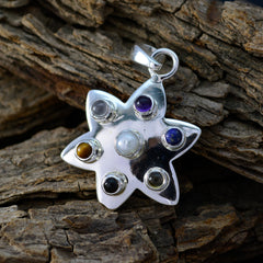 Anna Multicolor Gemstone Pendant - Stylish Silver Star