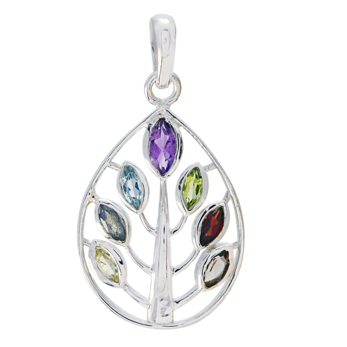 Addison Multicolor Gemstone Pendant - Stylish Jewelry Multi Stone multicolor Multicolor