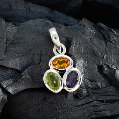 Wen Multicolor Gemstone Pendant with Sterling Silver