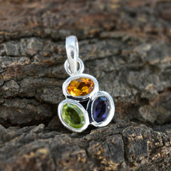 Wen Multicolor Gemstone Pendant with Sterling Silver