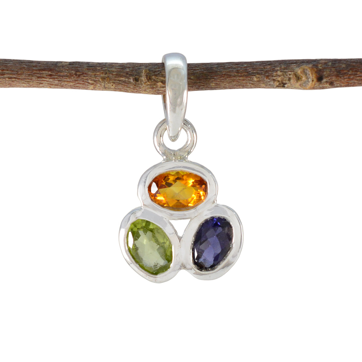 Wen Multicolor Gemstone Pendant with Sterling Silver Multi Stone multicolor Multicolor