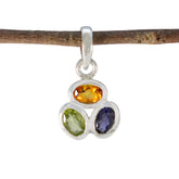 Wen Multicolor Gemstone Pendant with Sterling Silver Multi Stone multicolor Multicolor