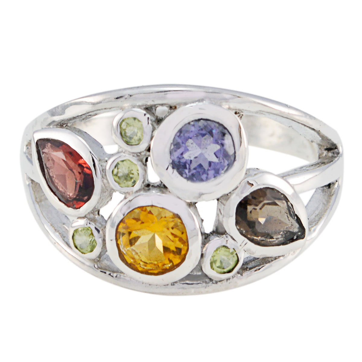 Zazlle Multicolor Gemstone Ring for Everyday Wear Multi Stone Multicolor