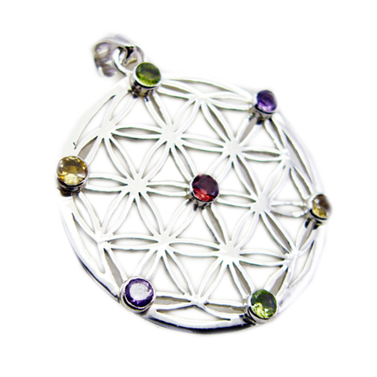 Lea Multicolor Geometric Pendant for Stylish Vibes Multi Stone multicolor Multicolor
