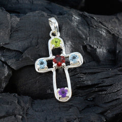 Chloe Multicolor Heart Pendant with Gemstone Cross