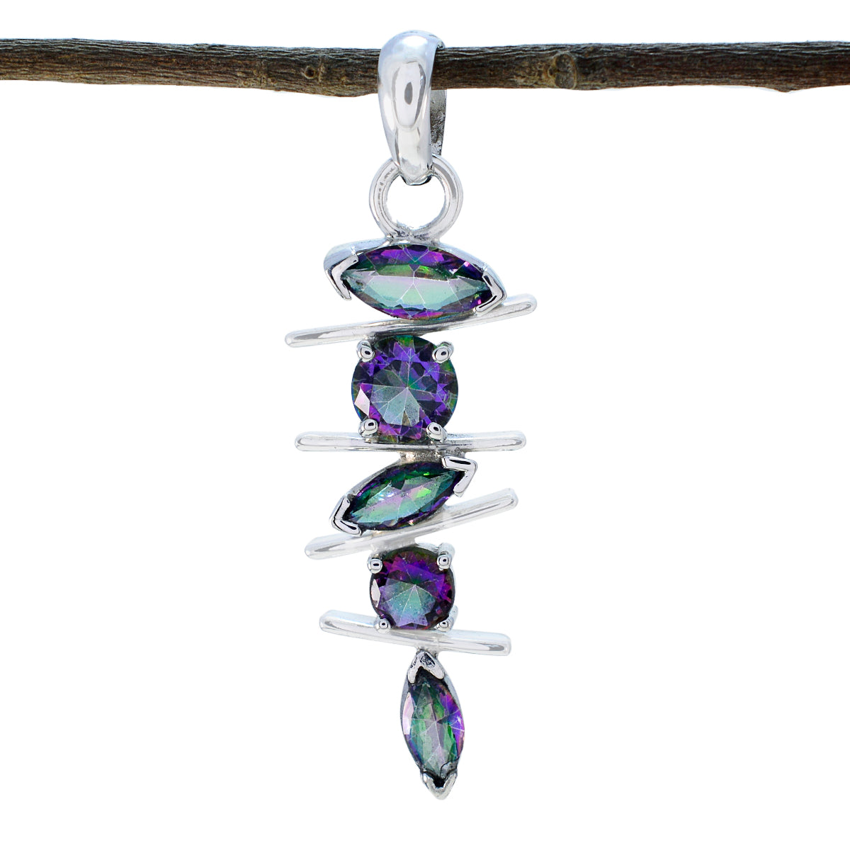 Cecilia Multicolor Heart Pendant - Colorful Gemstone Charm Mystic Quartz multicolor Multicolor