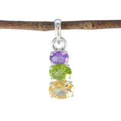 Chen Multicolor Minimalist Pendant - Gemstone Charm Multi Stone multicolor Multicolor