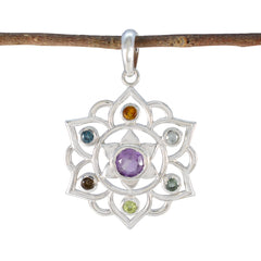 Riley Multicolor Pendant Necklace - Gemstone Charm Multi Stone multicolor Multicolor