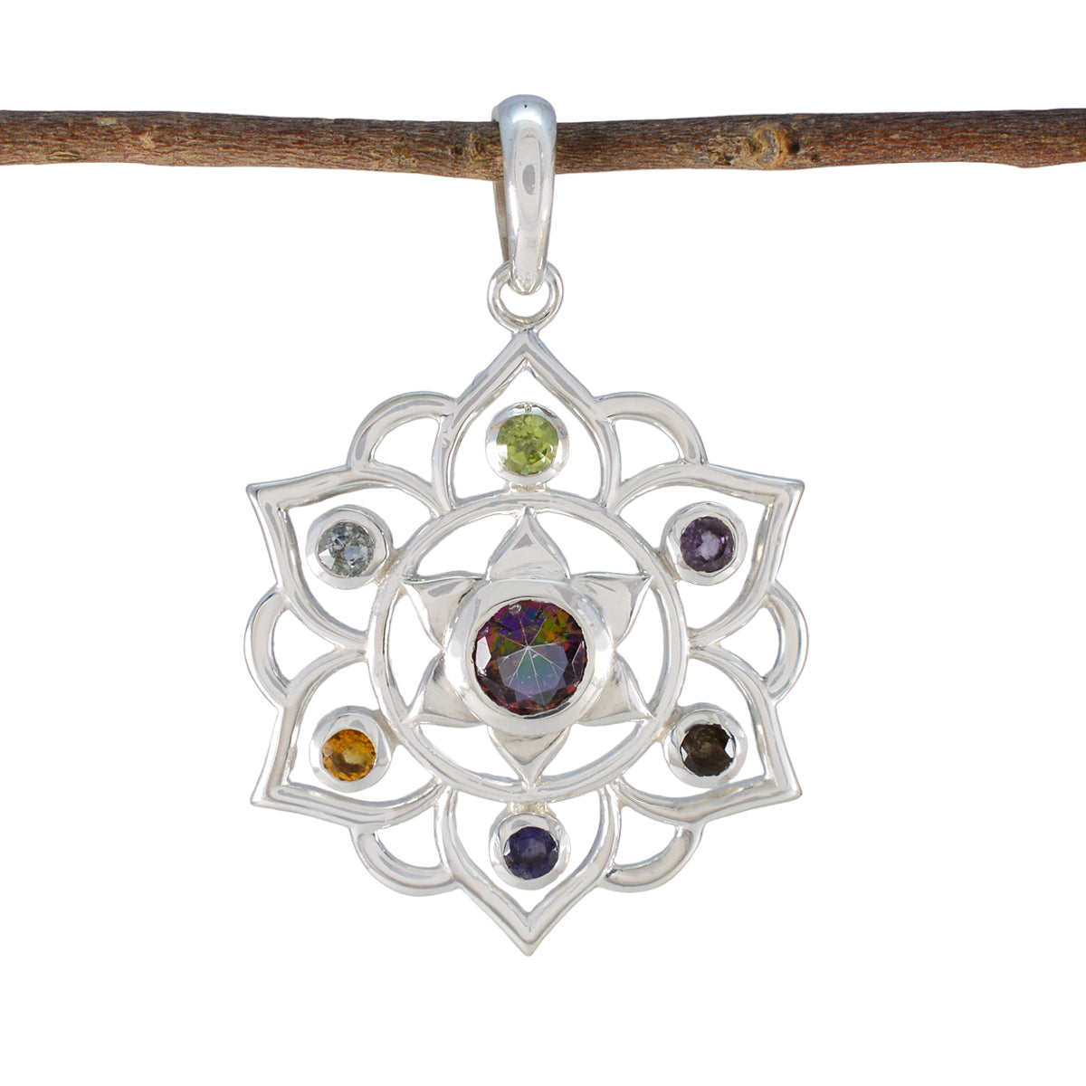 Skylar Multicolor Pendant Necklace - Vibrant Gemstone Design Multi Stone multicolor Multicolor