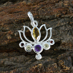 Paula Multicolor Pendant Necklace with Lotus Design