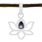 Ling Multicolor Pendant Necklace with Lotus Design Mystic Quartz multicolor Multicolor