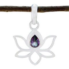 Ling Multicolor Pendant Necklace with Lotus Design Mystic Quartz multicolor Multicolor