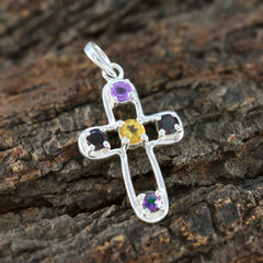 Bianca Multicolor Signet Pendant - Gemstone Collection