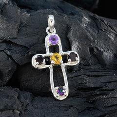 Bianca Multicolor Signet Pendant - Gemstone Collection