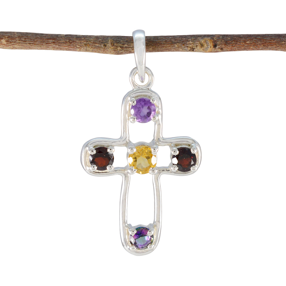 Bianca Multicolor Signet Pendant - Gemstone Collection Multi Stone multicolor Multicolor