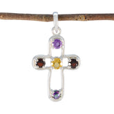 Bianca Multicolor Signet Pendant - Gemstone Collection Multi Stone multicolor Multicolor
