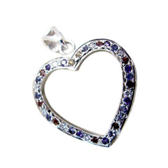 Riley Multicolor Signet Pendant Heart Shape Silver