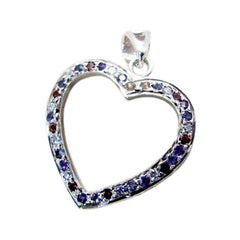 Riley Multicolor Signet Pendant Heart Shape Silver