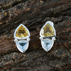 Audrey Multicolor Slim Toi et Moi Earrings - Stylish Gemstone Jewelry