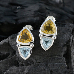 Audrey Multicolor Slim Toi et Moi Earrings - Stylish Gemstone Jewelry