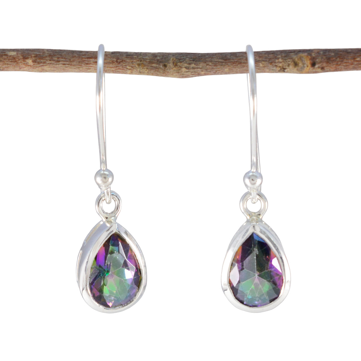 Ha-eun Multicolor Solitaire Dangle Earrings Mystic Quartz multicolor Dangle