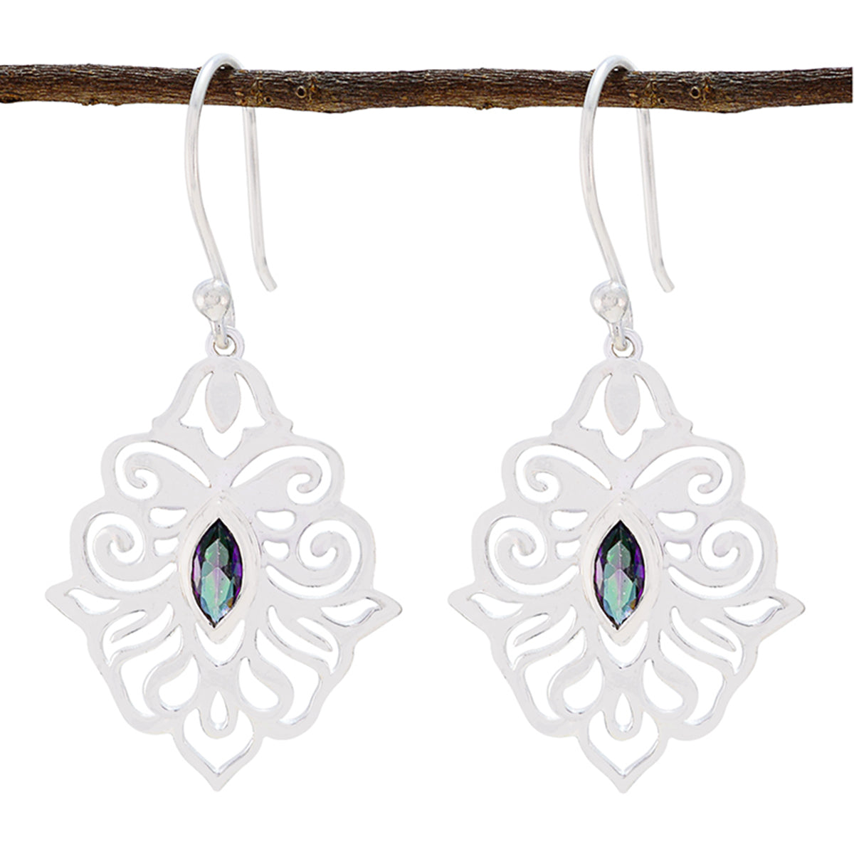 Dayana Multicolor Solitaire Dangle Earrings Mystic Quartz multicolor Dangle