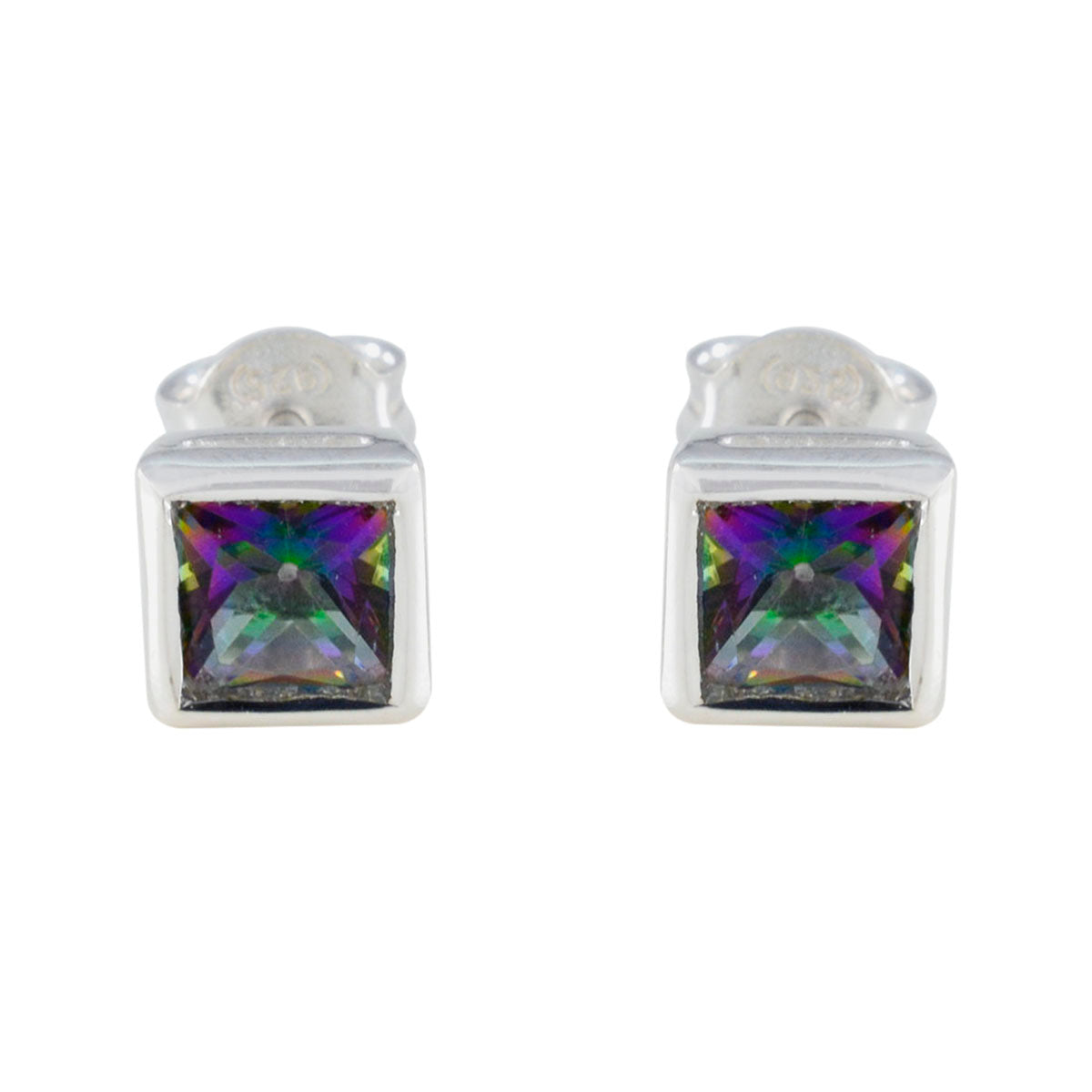 Angeles Multicolor Solitaire Earrings for Vibrant Style Mystic Quartz multicolor Stud