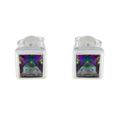 Angeles Multicolor Solitaire Earrings for Vibrant Style Mystic Quartz multicolor Stud