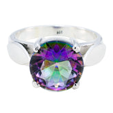 Daniela Multicolor Solitaire Ring with Sterling Silver Mystic Quartz Multicolor
