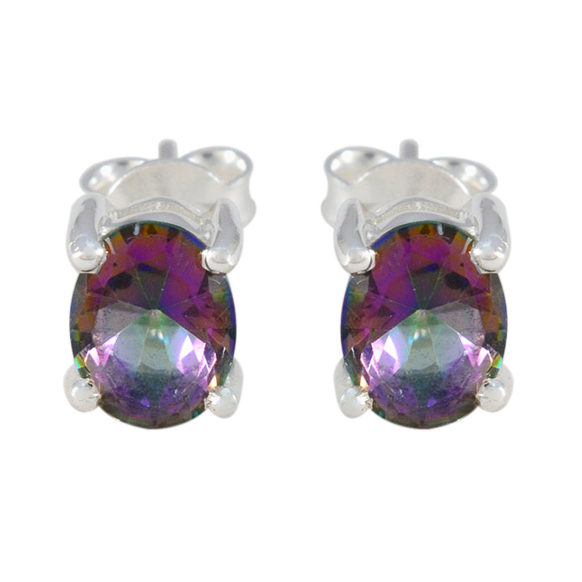Lourdes Multicolor Solitaire Stud Earrings for Glam Mystic Quartz multicolor Stud