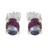 Lourdes Multicolor Solitaire Stud Earrings for Glam Mystic Quartz multicolor Stud