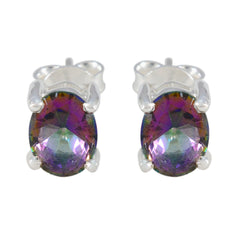 Lourdes Multicolor Solitaire Stud Earrings for Glam Mystic Quartz multicolor Stud