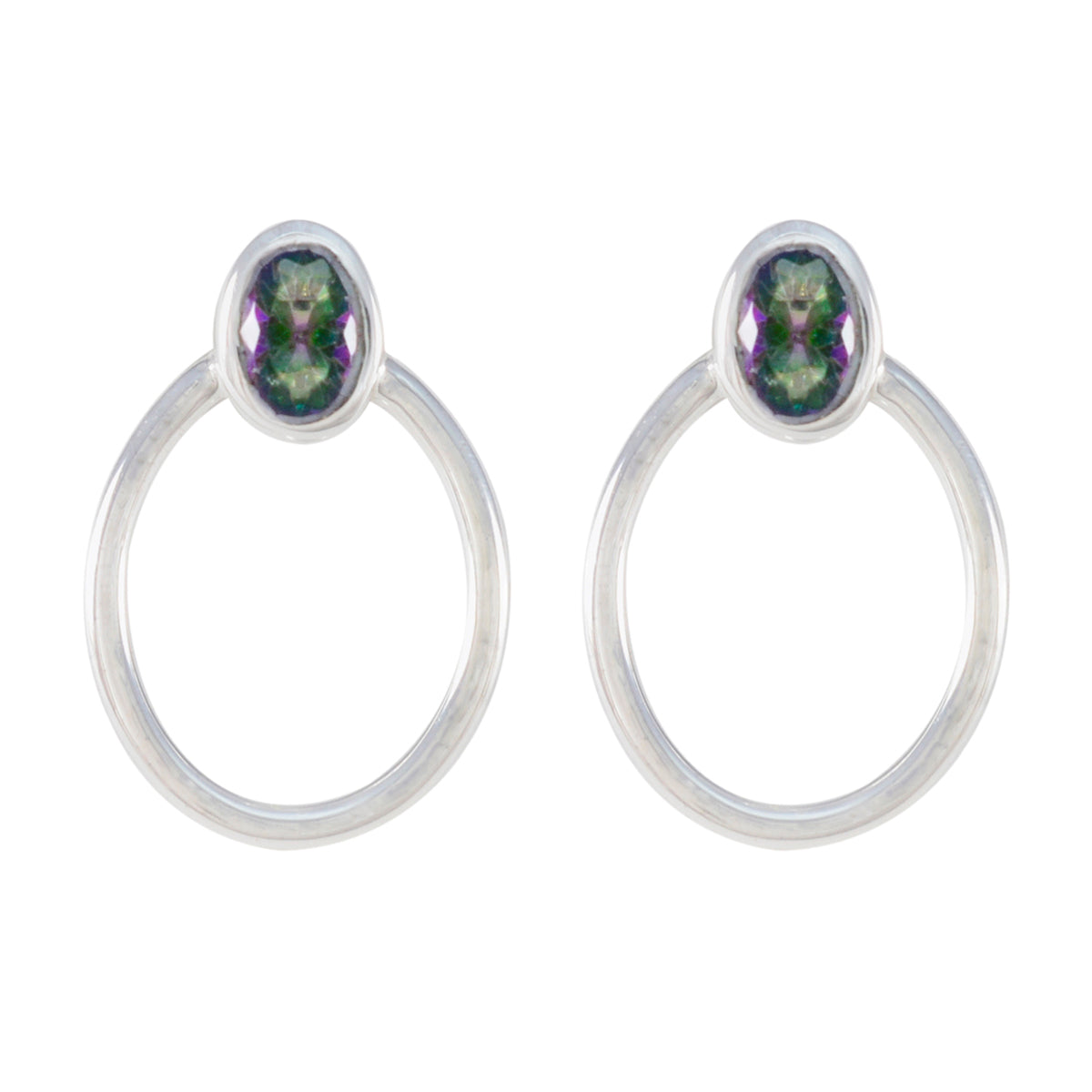 Savannah Multicolor Solitaire Stud Earrings for Chic Style Mystic Quartz multicolor Stud