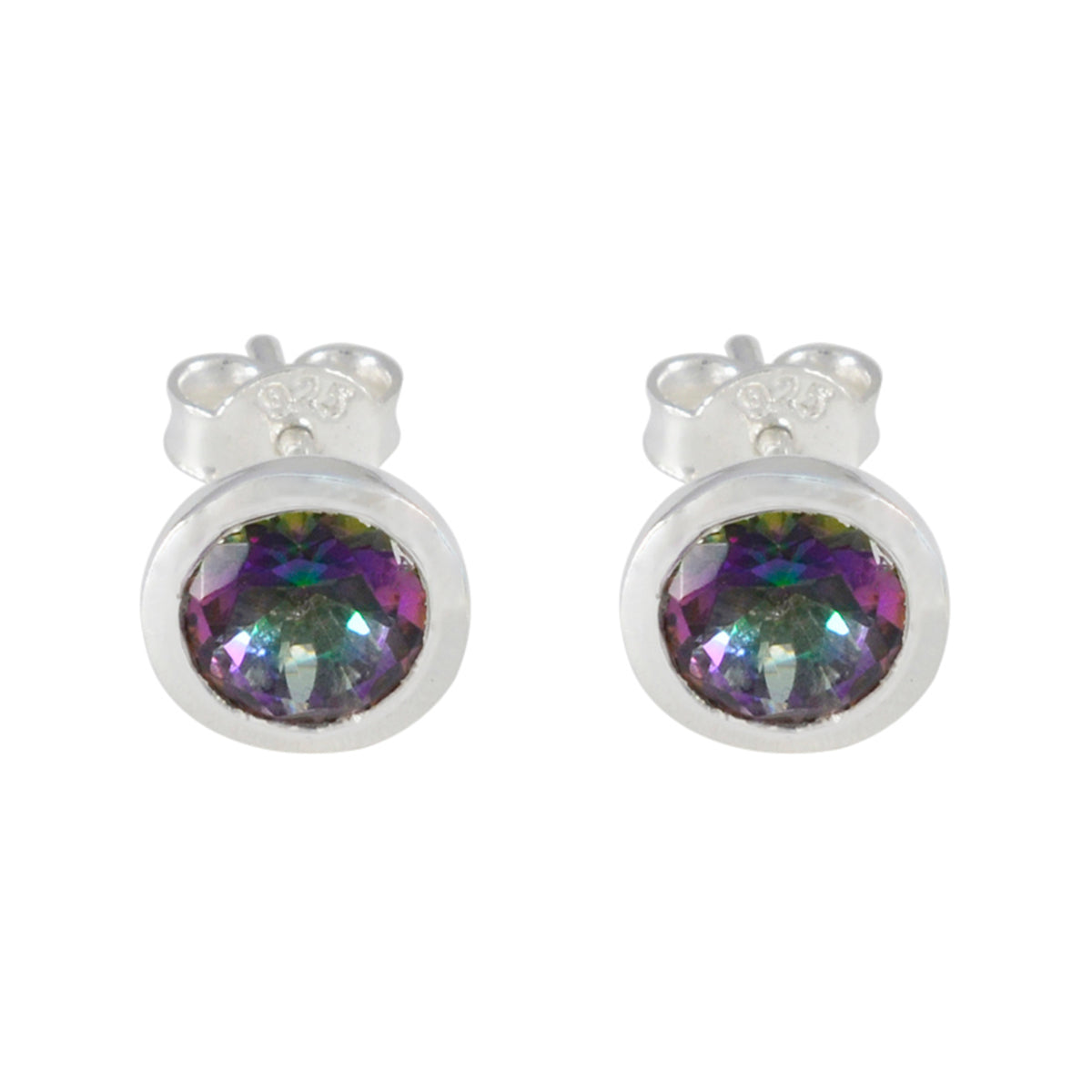 Yasmine Multicolor Solitaire Stud Earrings for Glam Mystic Quartz multicolor Stud