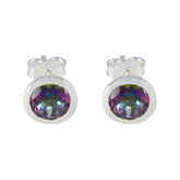 Yasmine Multicolor Solitaire Stud Earrings for Glam Mystic Quartz multicolor Stud