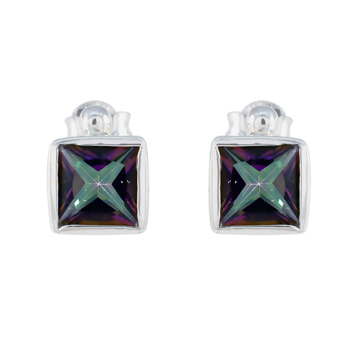 Laura Multicolor Solitaire Stud Earrings for Every Occasion Mystic Quartz multicolor Stud
