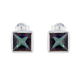 Laura Multicolor Solitaire Stud Earrings for Every Occasion Mystic Quartz multicolor Stud