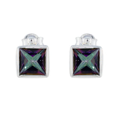 Laura Multicolor Solitaire Stud Earrings for Every Occasion Mystic Quartz multicolor Stud