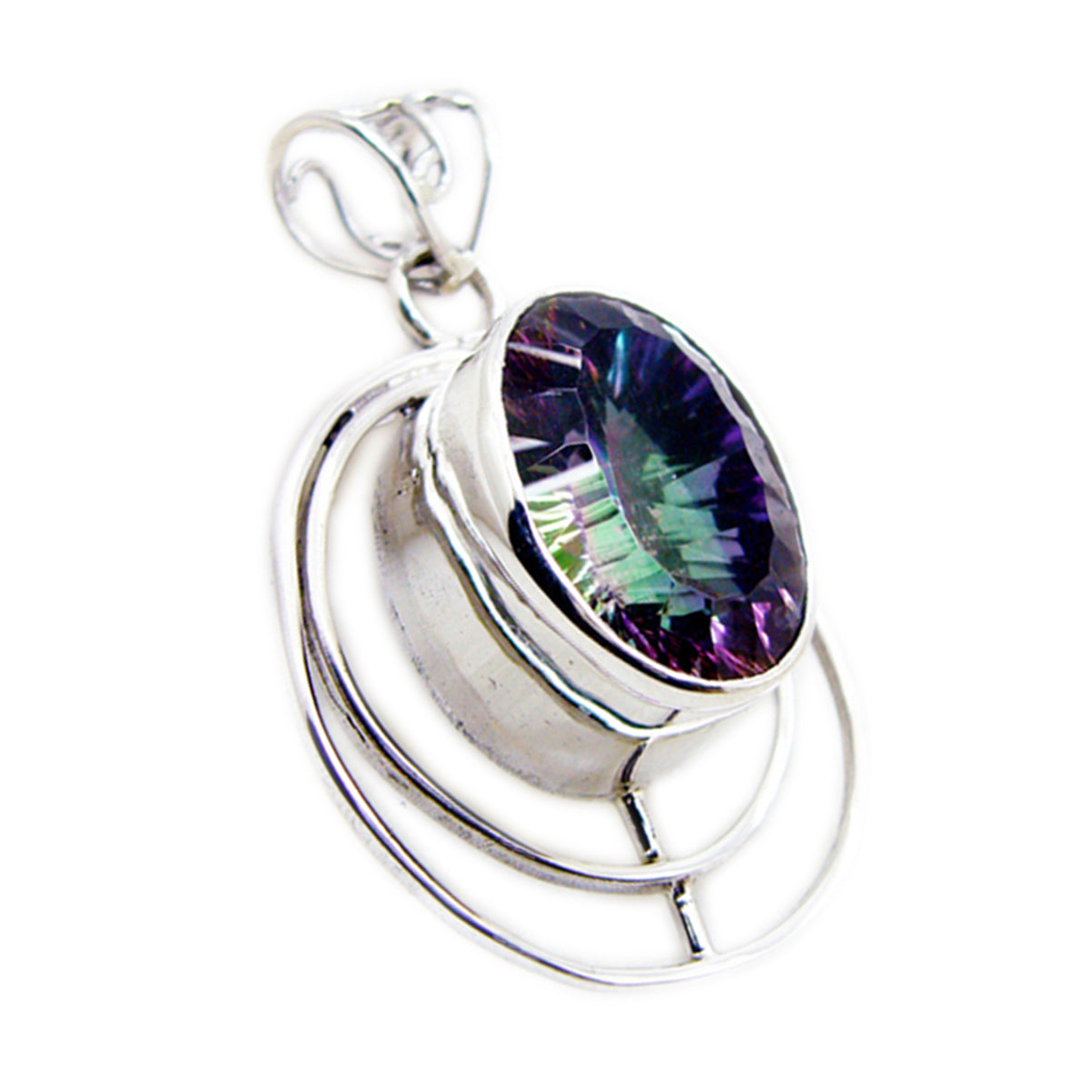 Aria Multicolor Statement Pendant - Vibrant Gemstone Design Mystic Quartz multicolor Multicolor
