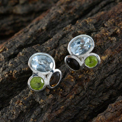 Hina Multicolor Stud Earrings with Gemstones