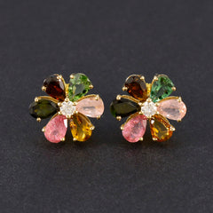 Ayesha Multicolor Stud Earrings - Colorful Floral Design
