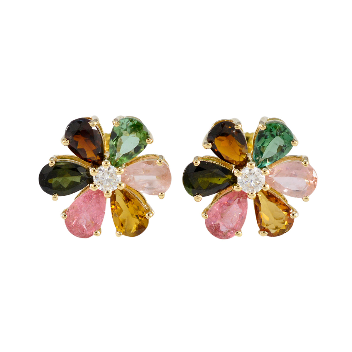 Ayesha Multicolor Stud Earrings - Colorful Floral Design Multi multicolor Stud