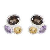 Dayana Multicolor Trilogy Stud Earrings for Any Occasion Multi multicolor Stud