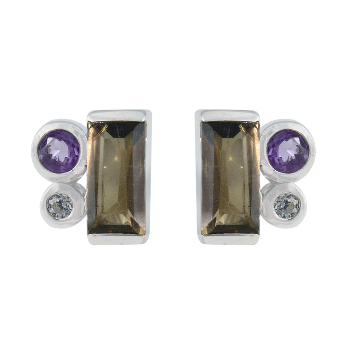 Milagros Multicolor Trilogy Stud Earrings for Any Occasion Multi multicolor Stud