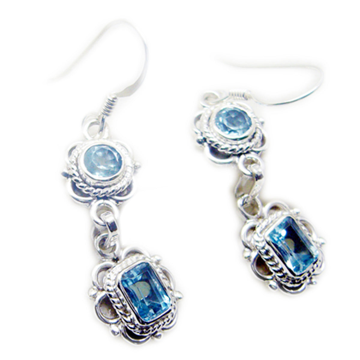 Amanda Multiple Dangle Earrings with Gemstone Detail Blue Topaz Blue Dangle