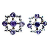 Lucia Multiple Stud Earrings for Women with Gemstones Amethyst Purple Stud